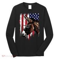 Donkey Farmer American Flag USA Donkey Long Sleeve Shirt thumb 0