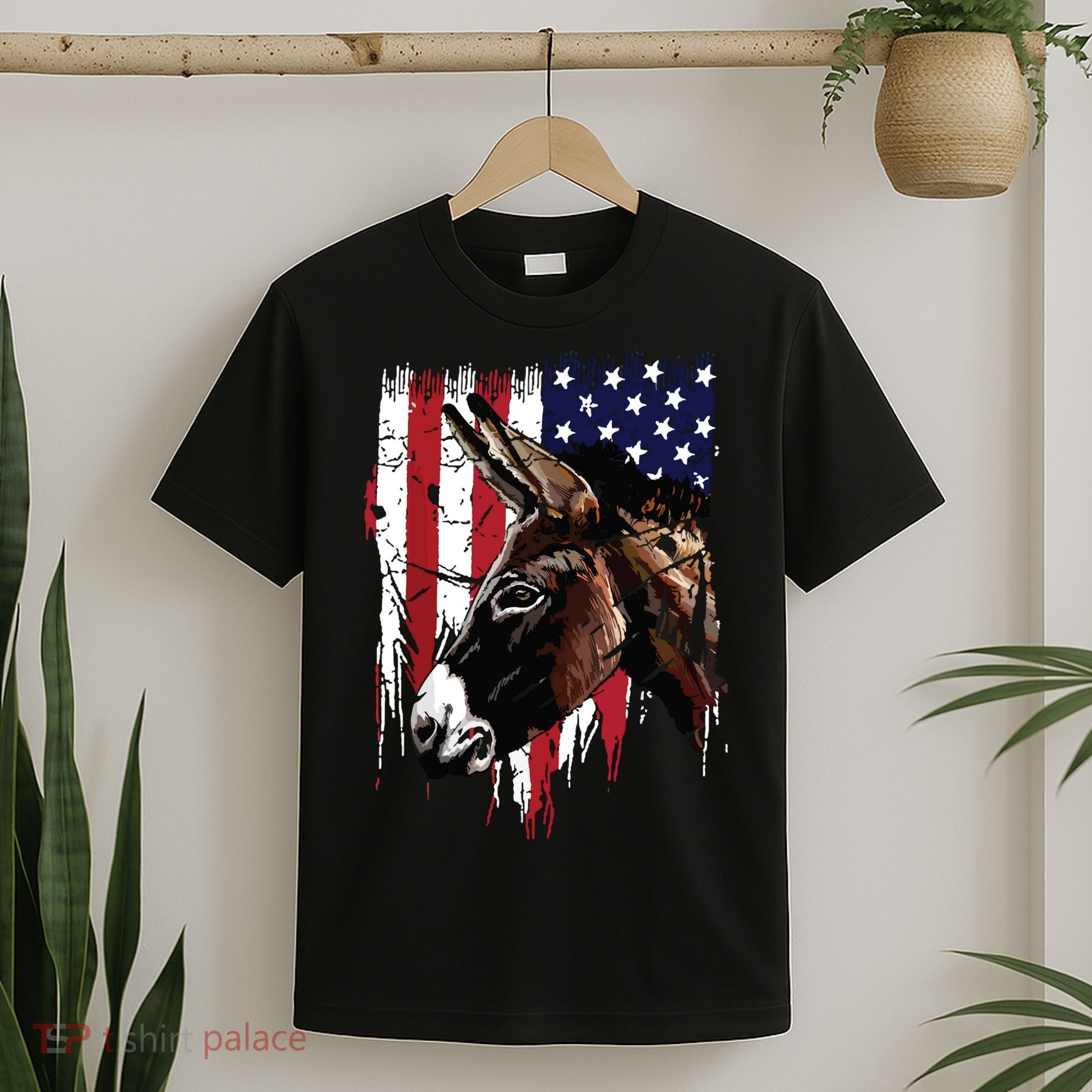 Donkey Farmer American Flag USA Donkey T-Shirt