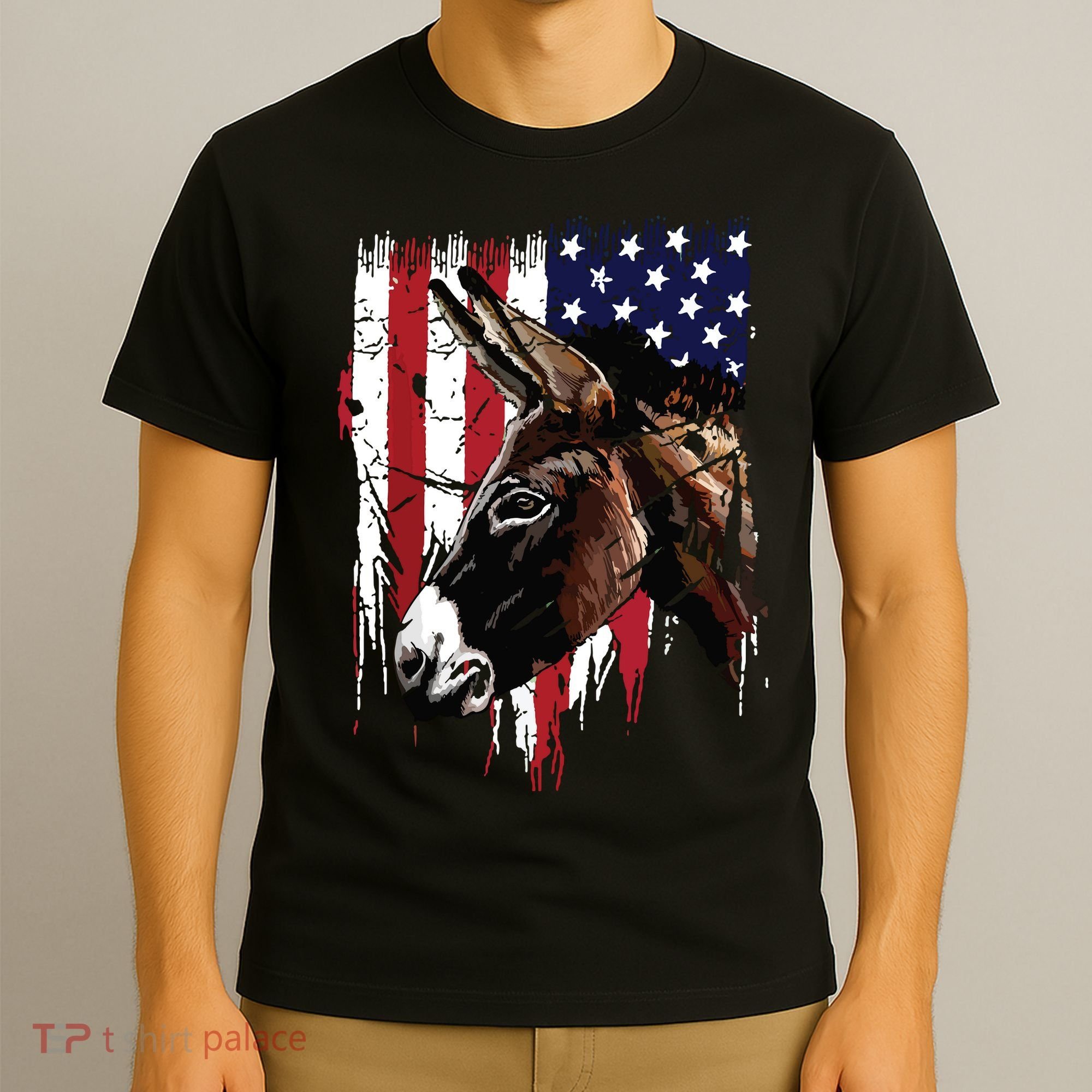 Donkey Farmer American Flag USA Donkey T-Shirt
