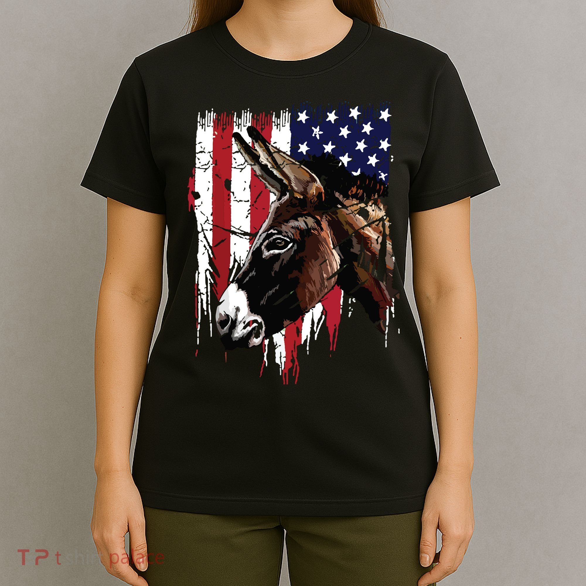 Donkey Farmer American Flag USA Donkey T-Shirt