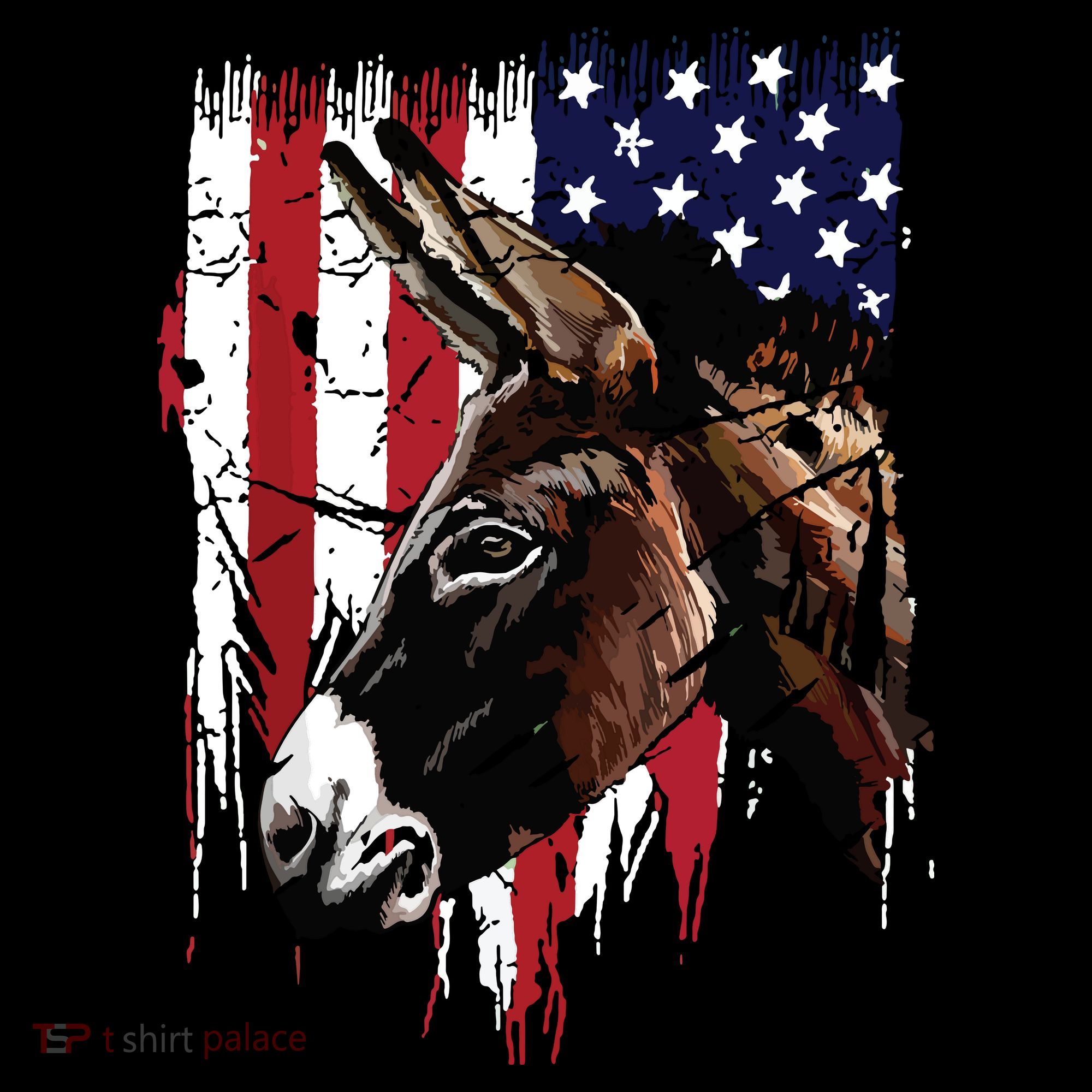 Donkey Farmer American Flag USA Donkey T-Shirt