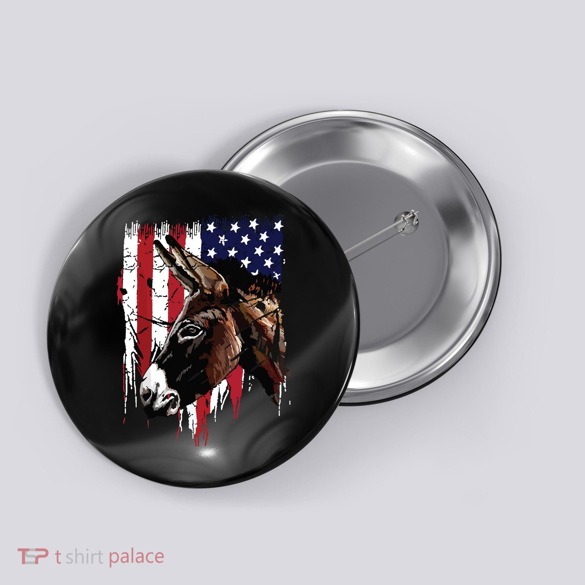 Donkey Farmer American Flag USA Donkey Button