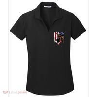 Donkey Farmer American Flag USA Donkey Women's Dry Zone Grid Polo thumb 0