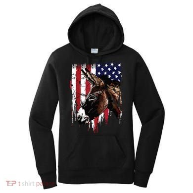 Donkey Farmer American Flag USA Donkey Women's Hoodie