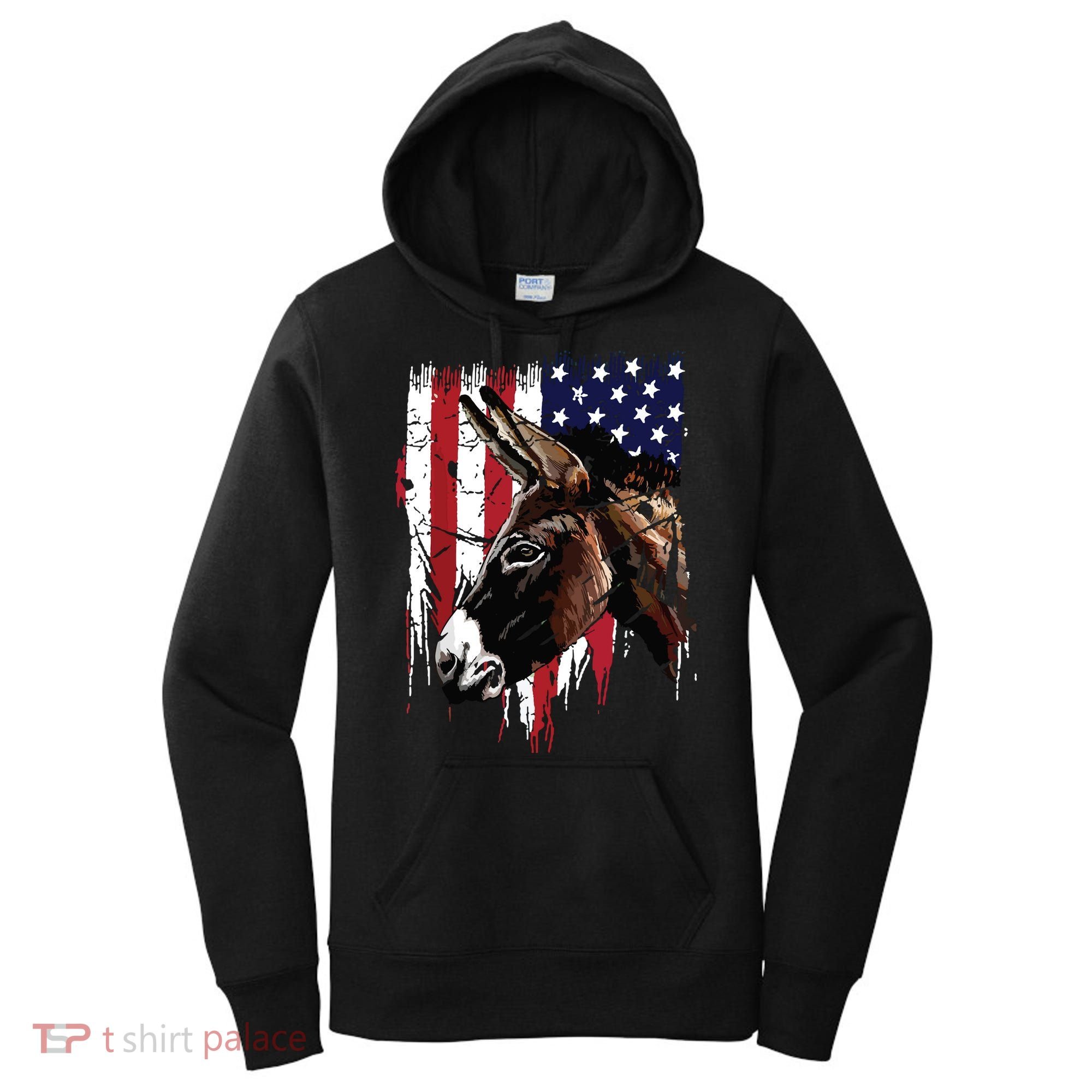 Donkey Farmer American Flag USA Donkey Women's Hoodie