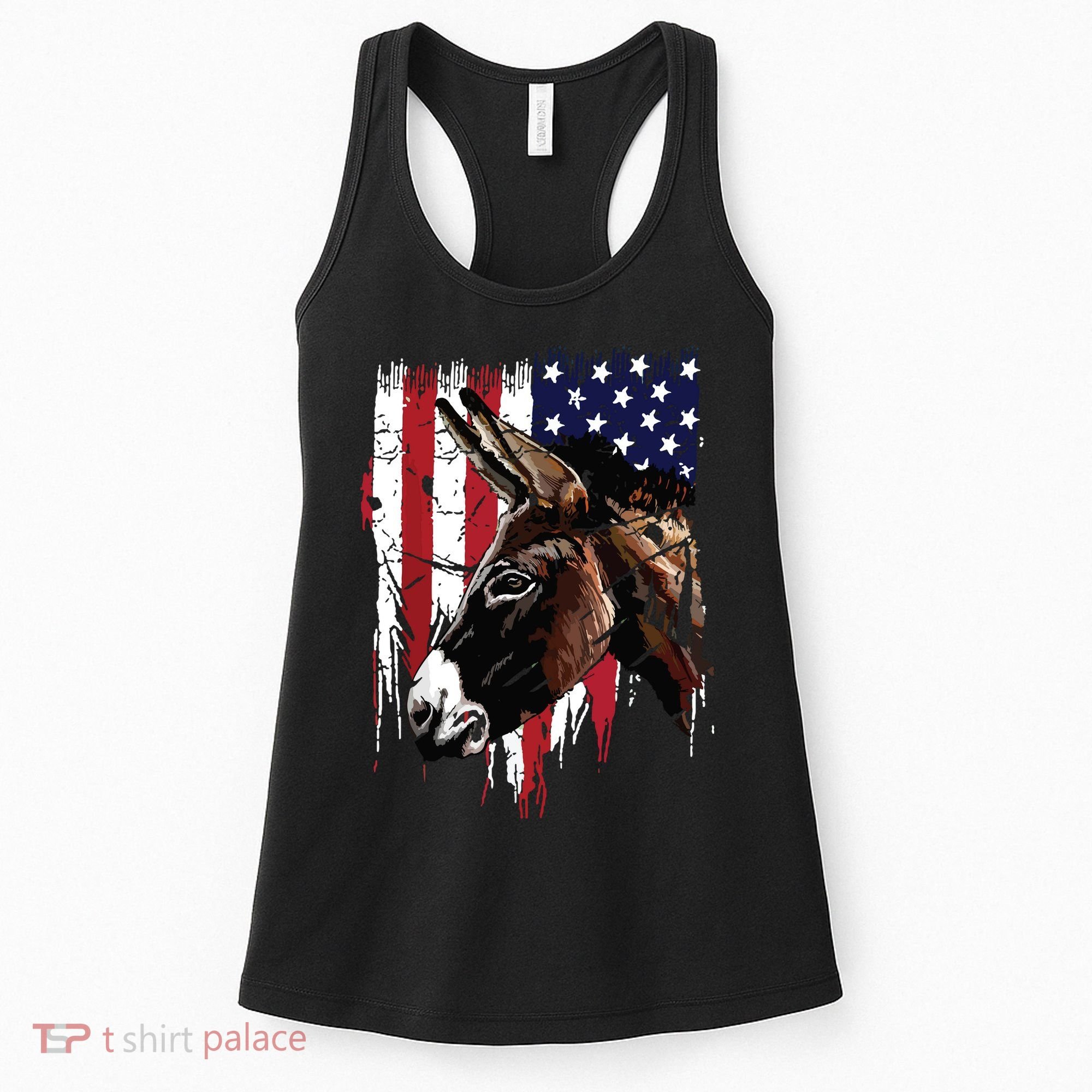 Donkey Farmer American Flag USA Donkey Women's Tank Top