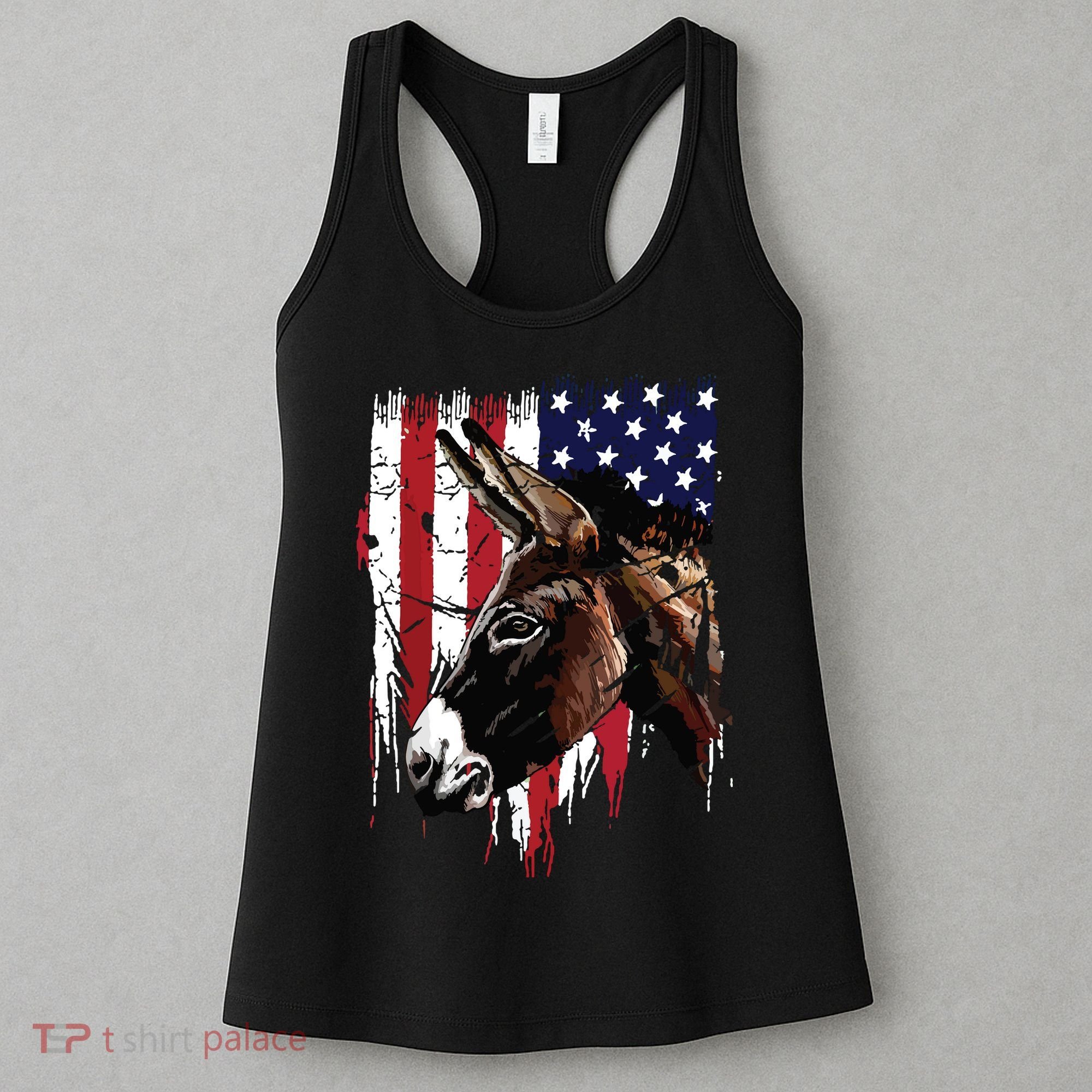 Donkey Farmer American Flag USA Donkey Women's Tank Top