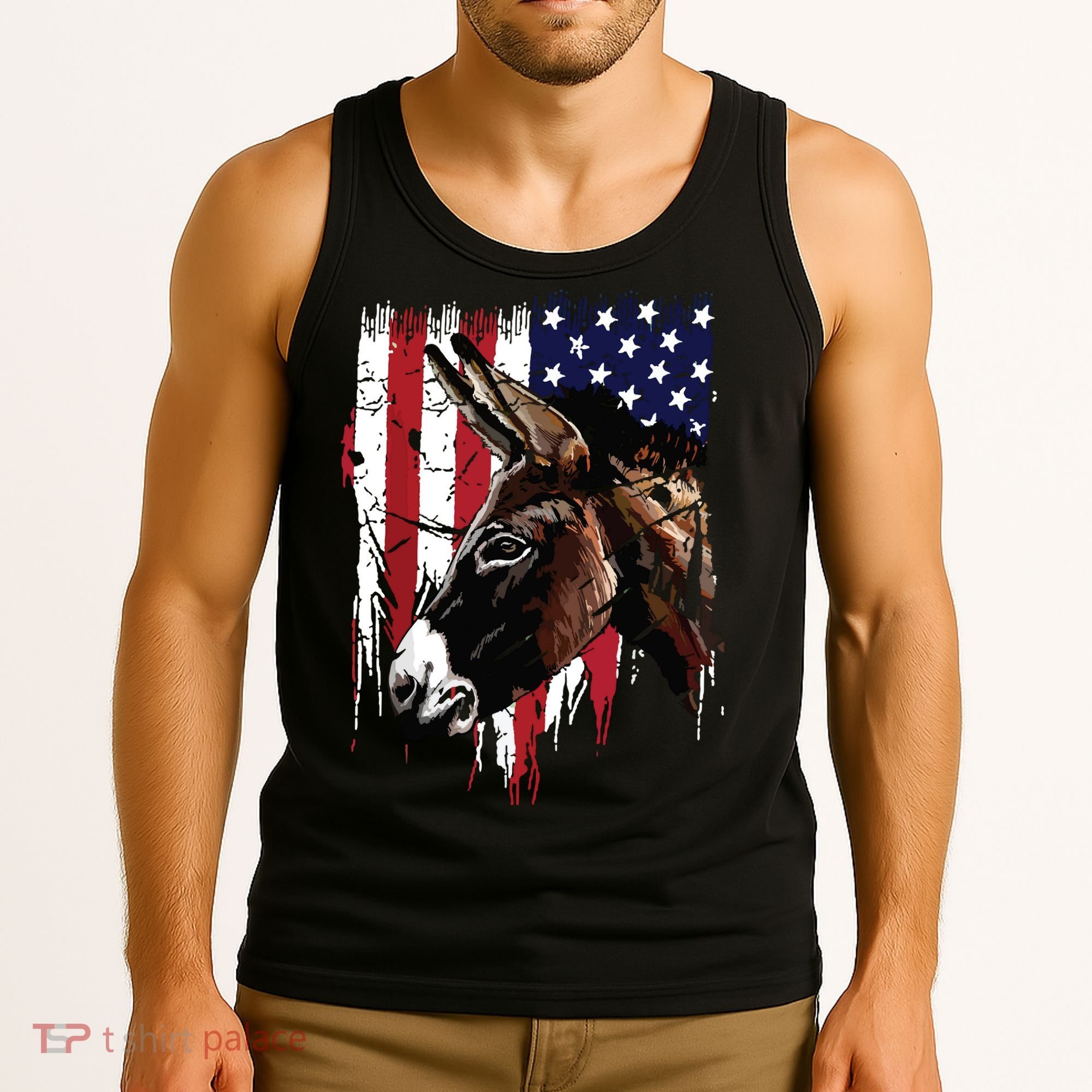 Donkey Farmer American Flag USA Donkey Tank Top