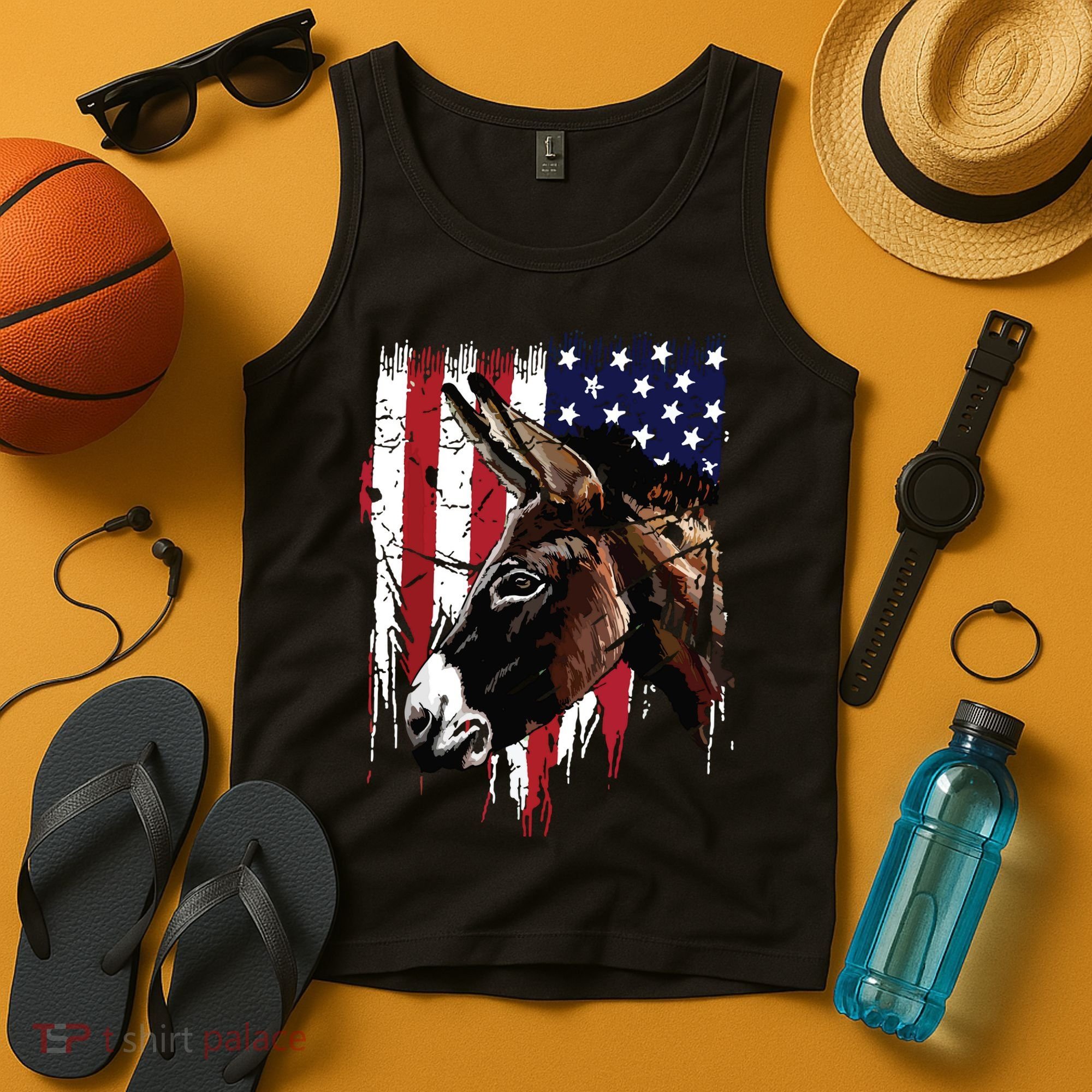 Donkey Farmer American Flag USA Donkey Tank Top