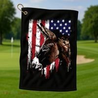 Donkey Farmer American Flag USA Donkey Golf Towel thumb 1