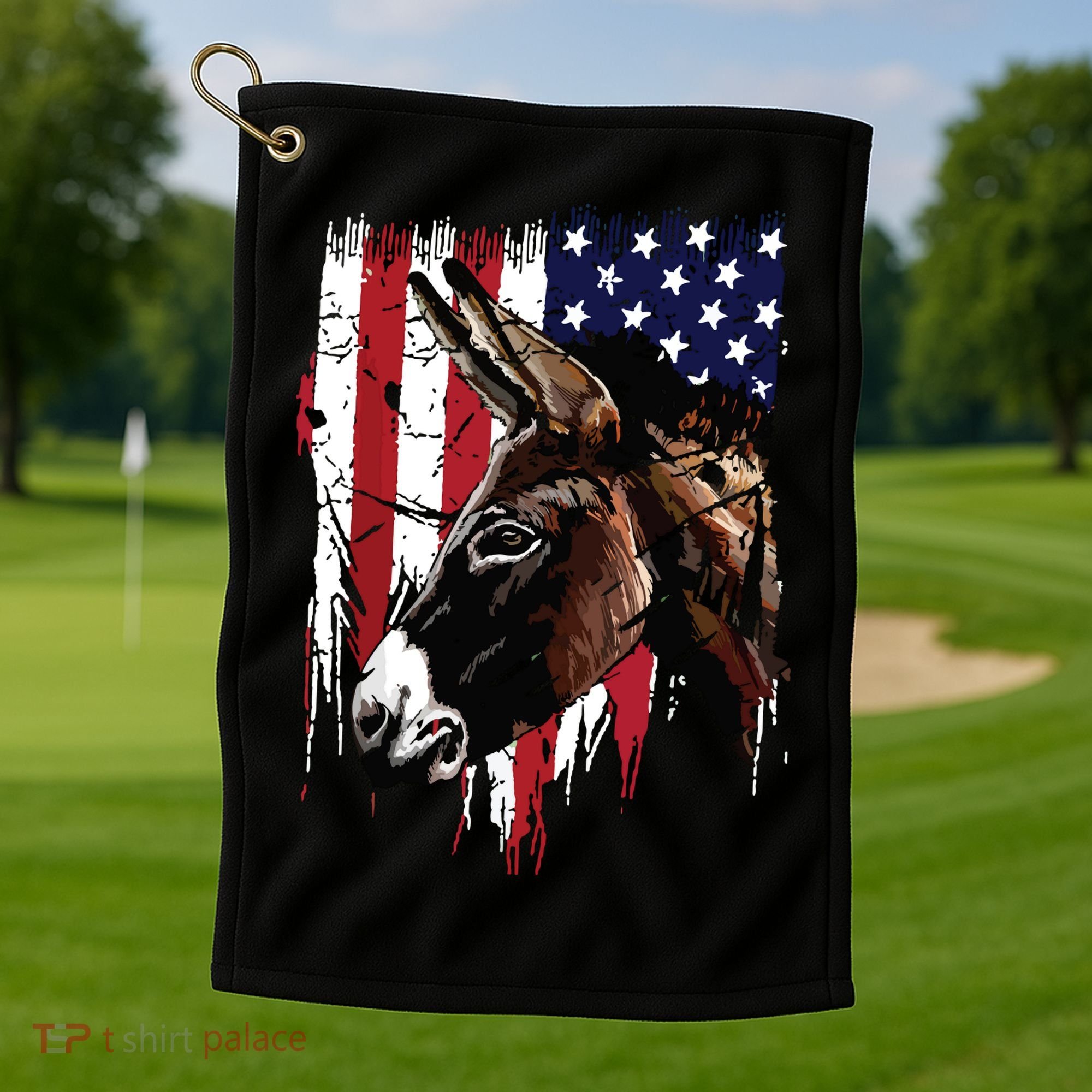 Donkey Farmer American Flag USA Donkey Golf Towel