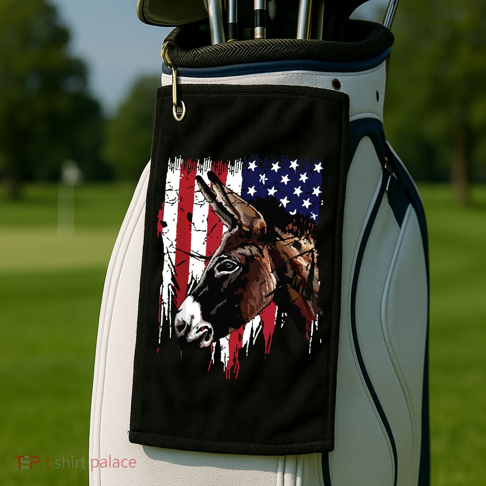 Donkey Farmer American Flag USA Donkey Golf Towel