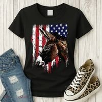Donkey Farmer American Flag USA Donkey Women's T-Shirt thumb 3
