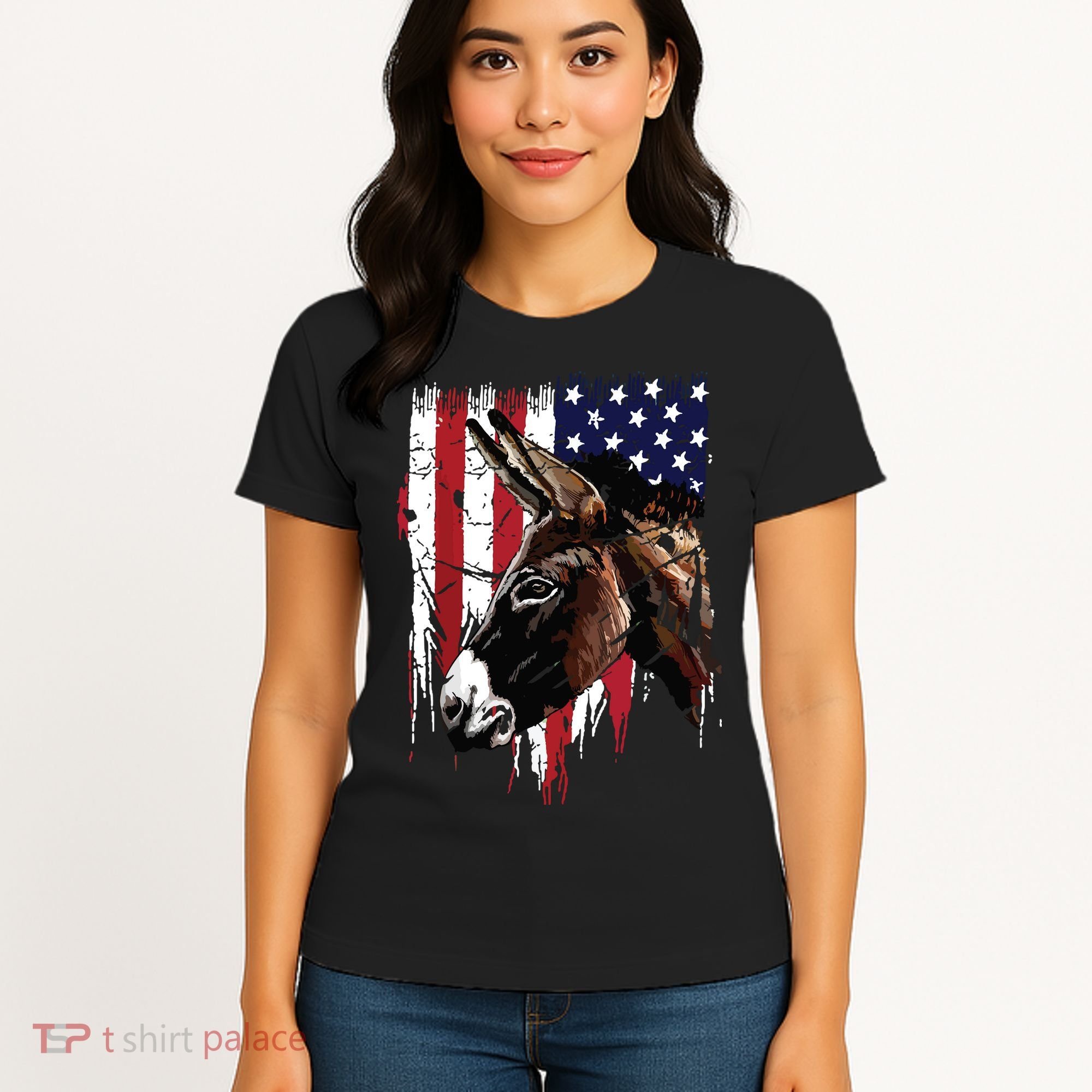 Donkey Farmer American Flag USA Donkey Women's T-Shirt