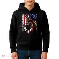 Donkey Farmer American Flag USA Donkey Kids Hoodie thumb 4
