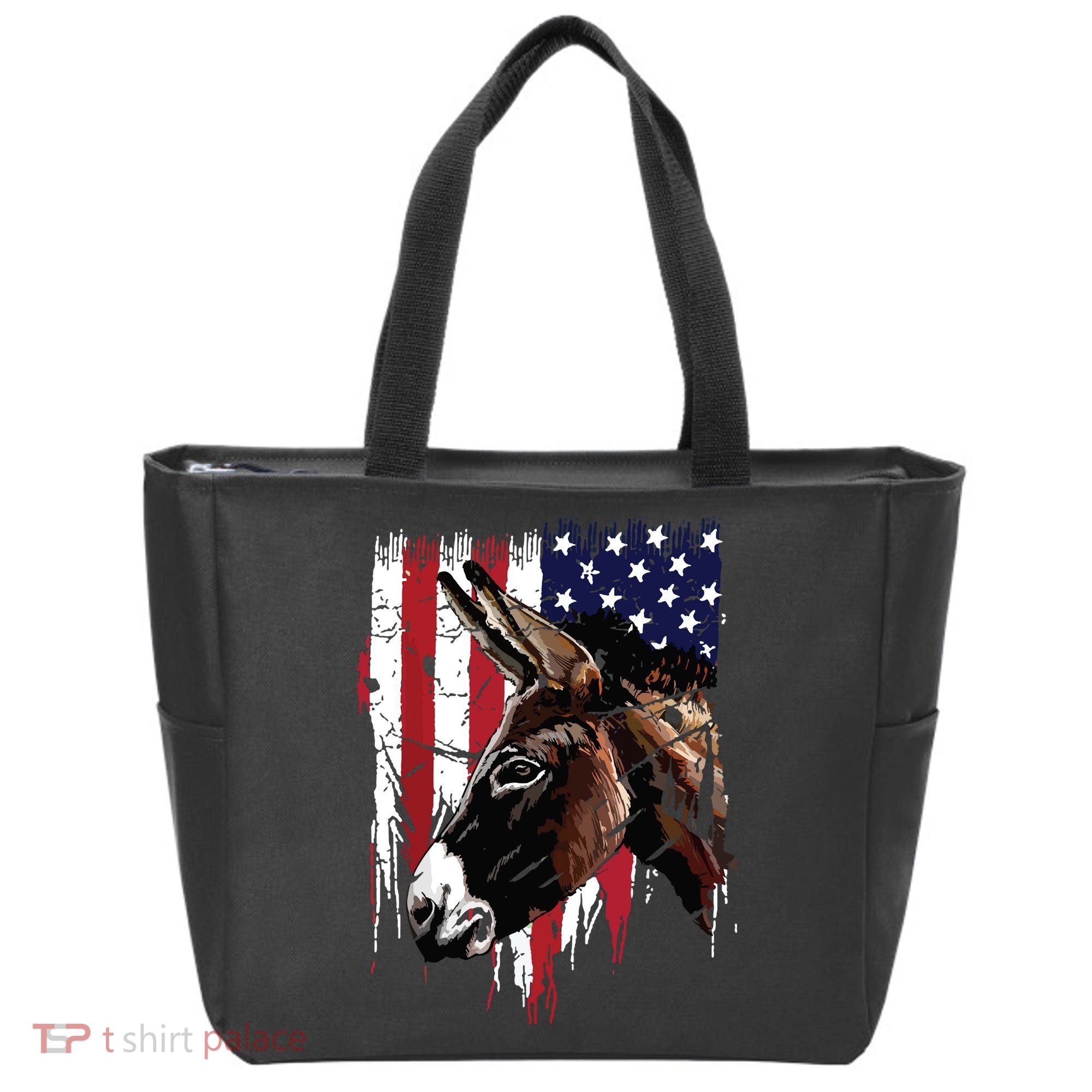 Donkey Farmer American Flag USA Donkey Tote Bag