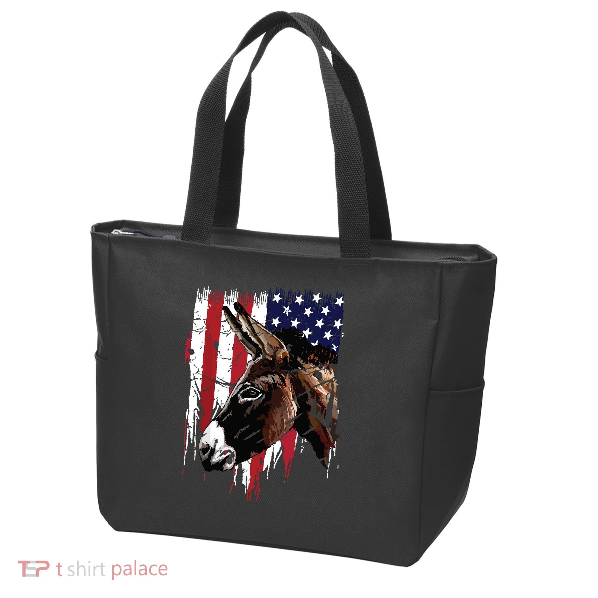 Donkey Farmer American Flag USA Donkey Tote Bag