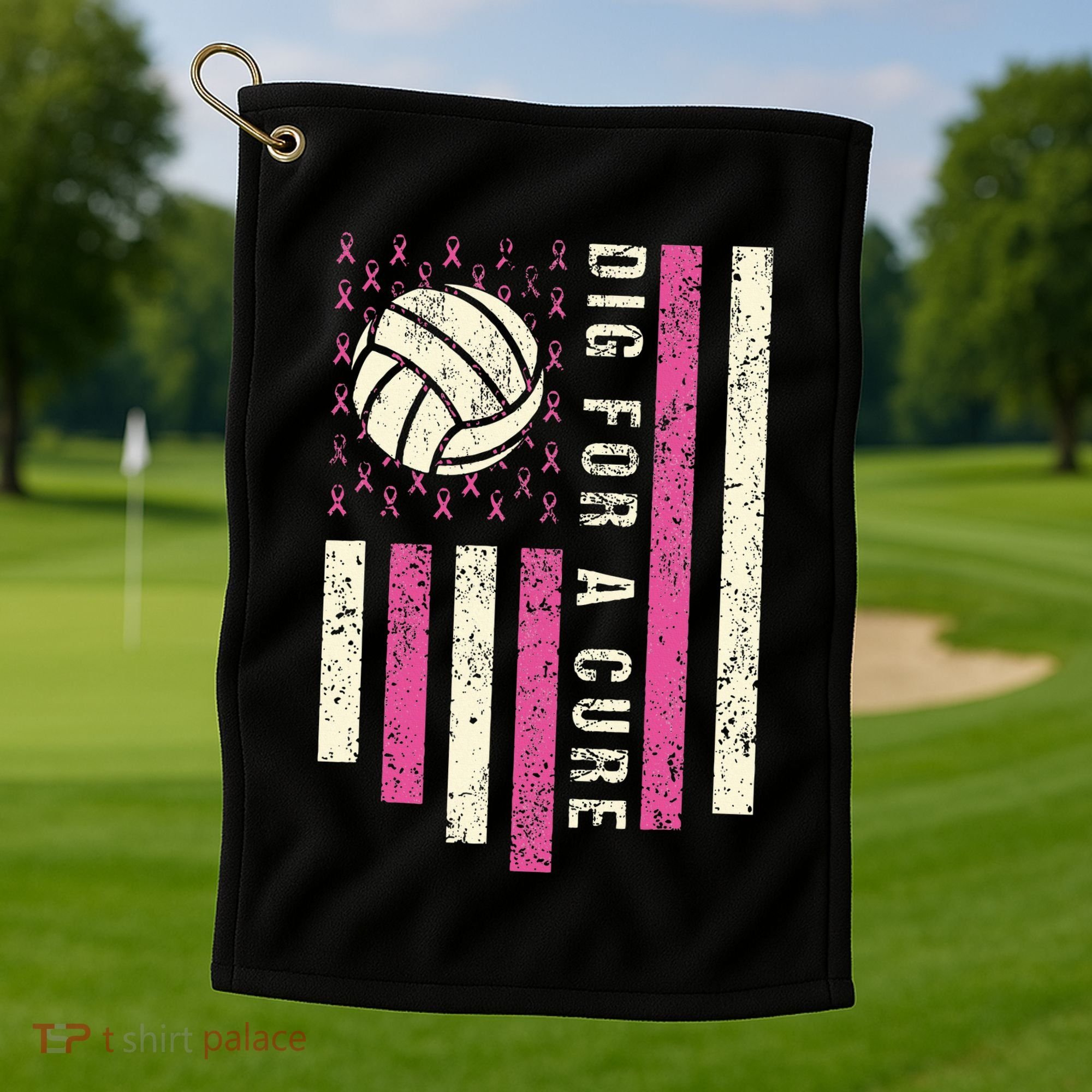 Dig For A Cure Breast Volleyball Golf Towel