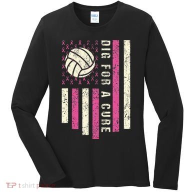 Dig For A Cure Breast Volleyball Women's Long Sleeve Shirt