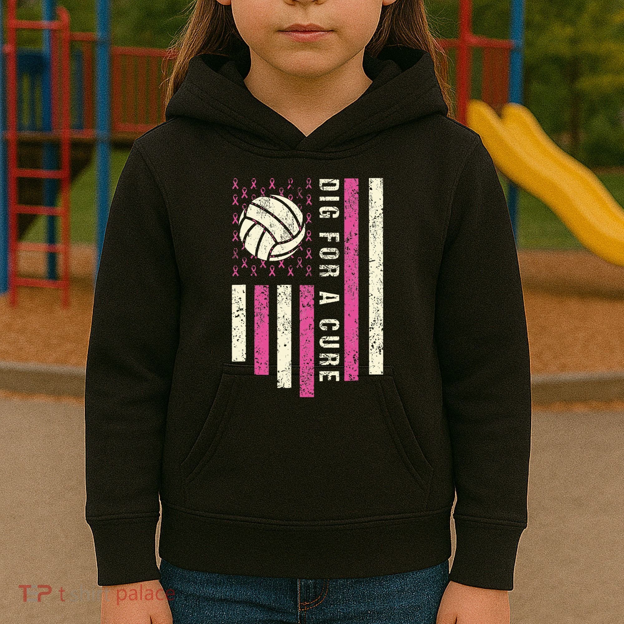 Dig For A Cure Breast Volleyball Kids Hoodie