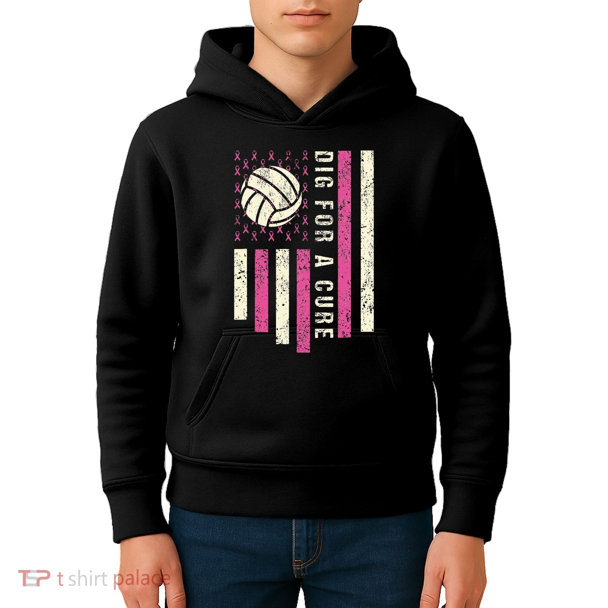 Dig For A Cure Breast Volleyball Kids Hoodie