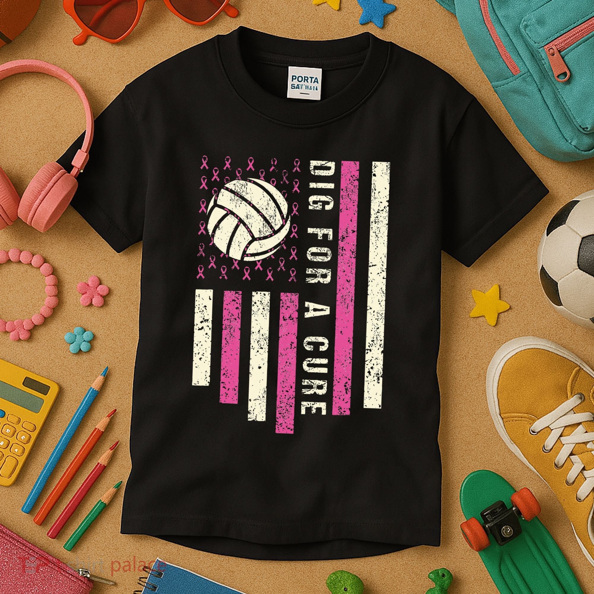 Dig For A Cure Breast Volleyball Kids T-Shirt