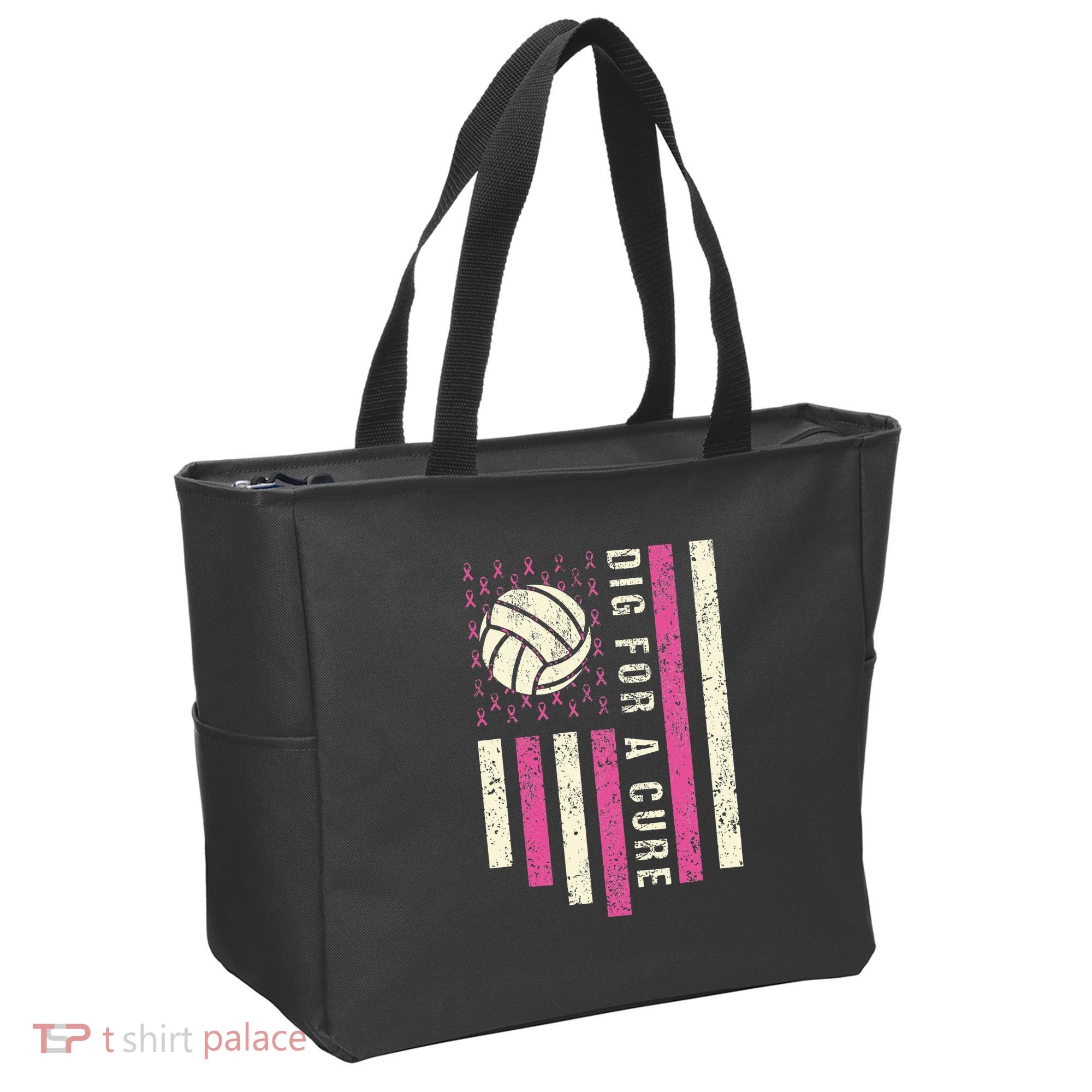 Dig For A Cure Breast Volleyball Tote Bag
