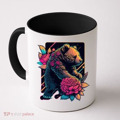 Design Featuring A Bear In Vibrant Neon Colors With A Retro Aesthetic Coffee Mug