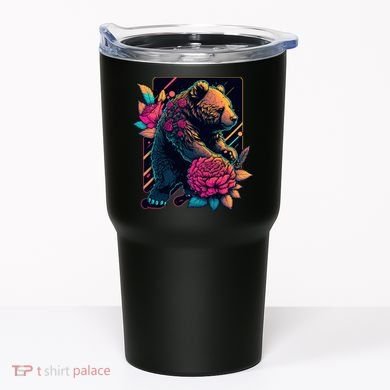 Design Featuring A Bear In Vibrant Neon Colors With A Retro Aesthetic Tumbler