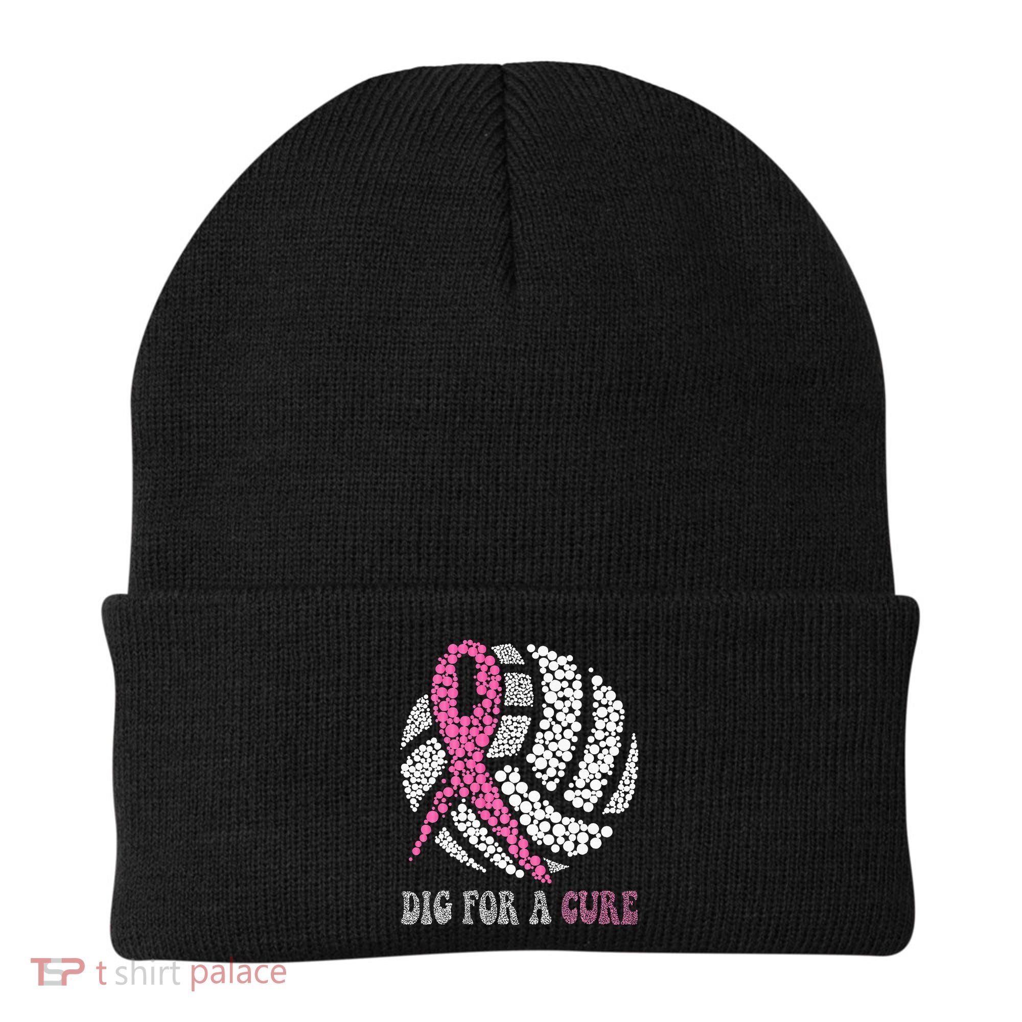 Dig For A Cure Breast Cancer Awareness Volleyball Pink Out Beanie