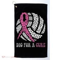 Dig For A Cure Breast Cancer Awareness Volleyball Pink Out Golf Towel thumb 0