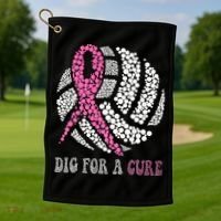 Dig For A Cure Breast Cancer Awareness Volleyball Pink Out Golf Towel thumb 1