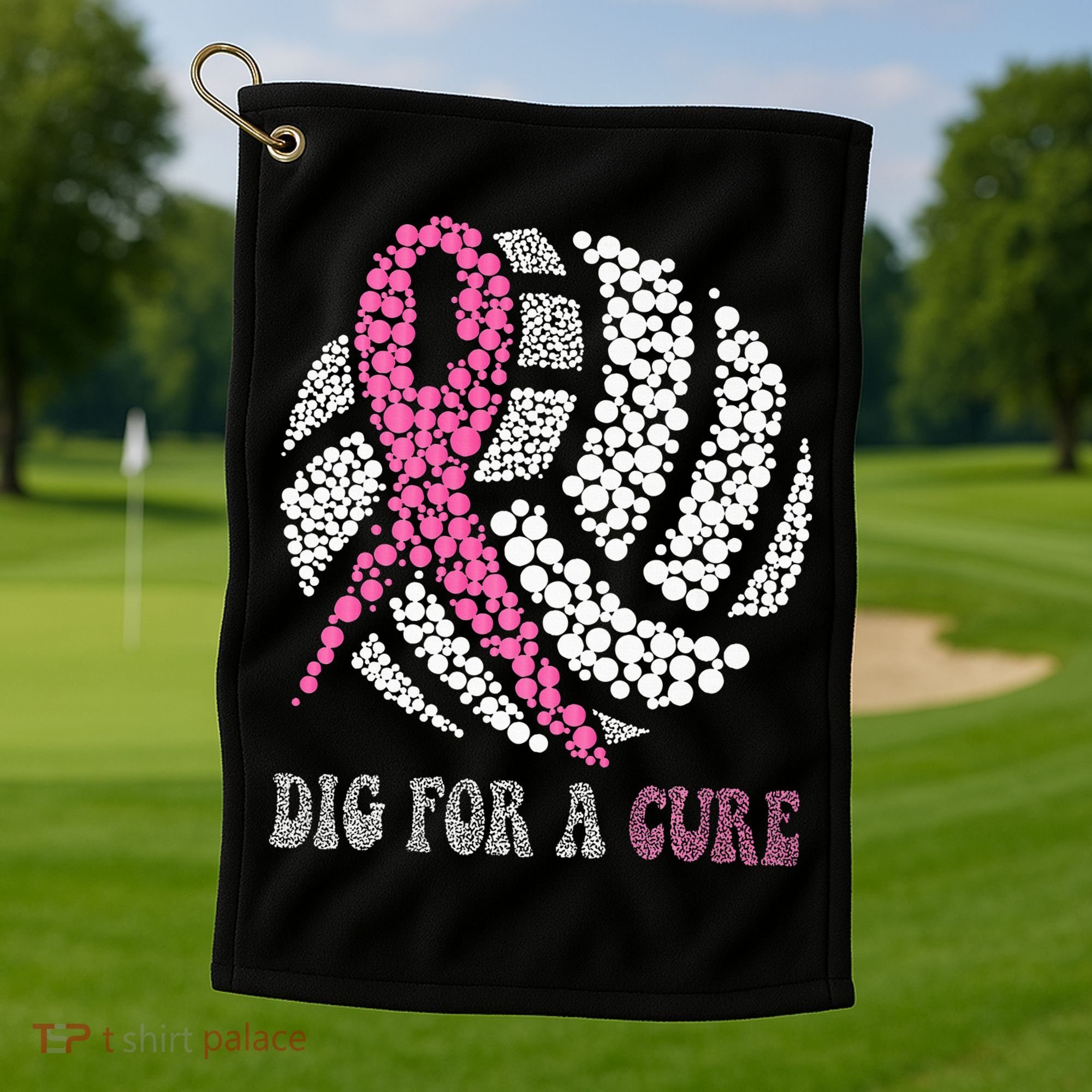 Dig For A Cure Breast Cancer Awareness Volleyball Pink Out Golf Towel