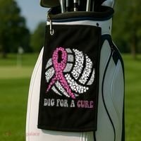 Dig For A Cure Breast Cancer Awareness Volleyball Pink Out Golf Towel thumb 2