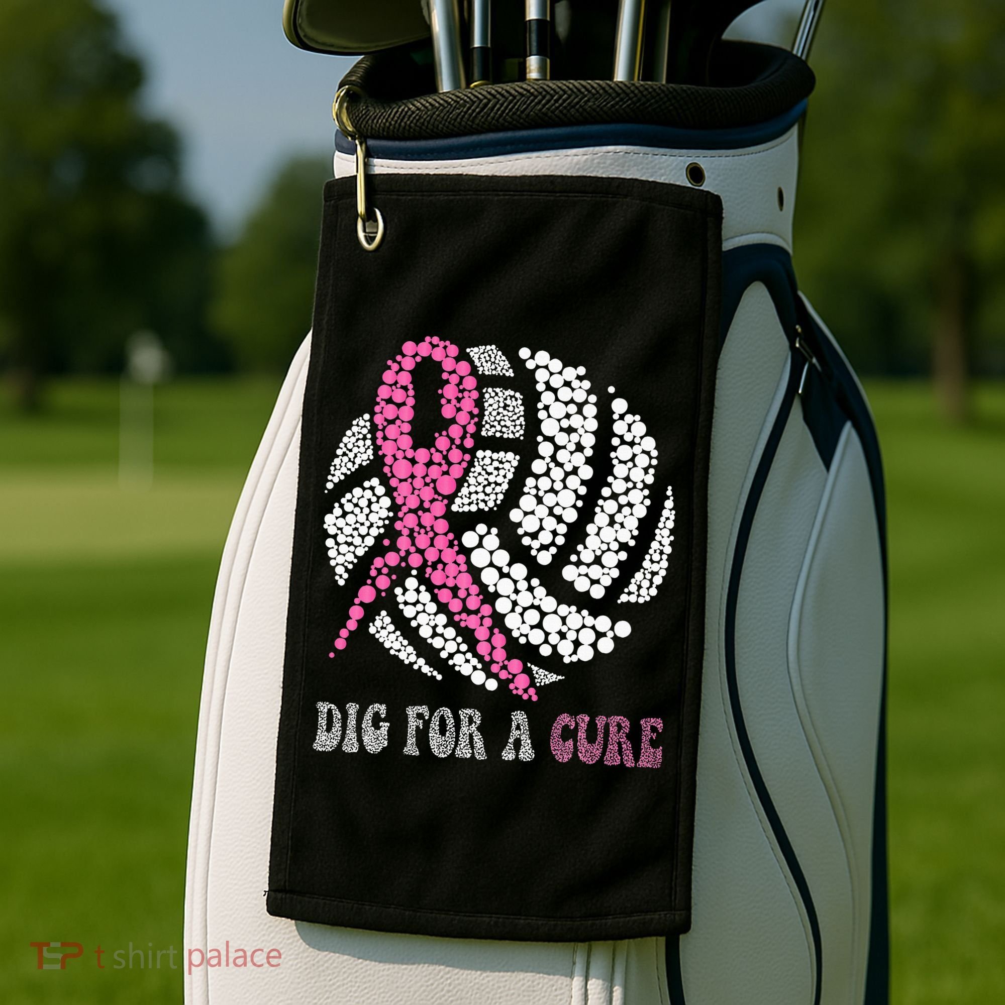 Dig For A Cure Breast Cancer Awareness Volleyball Pink Out Golf Towel