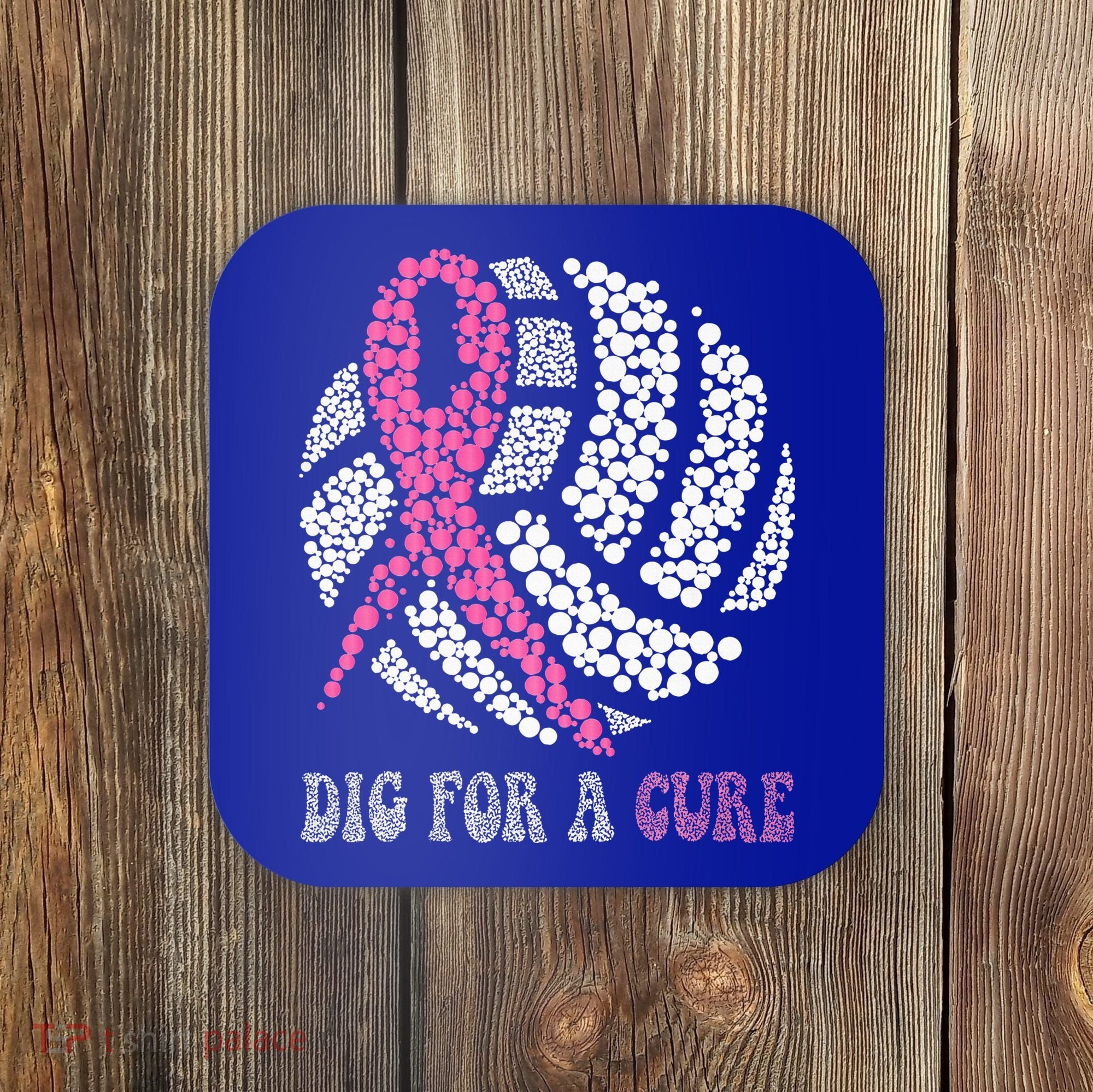 Dig For A Cure Breast Cancer Awareness Volleyball Pink Out Coaster