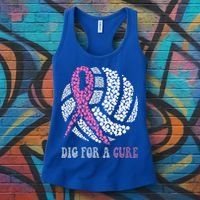 Dig For A Cure Breast Cancer Awareness Volleyball Pink Out Women's Tank Top thumb 3