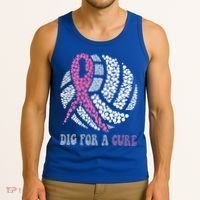 Dig For A Cure Breast Cancer Awareness Volleyball Pink Out Tank Top thumb 3