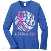 Dig For A Cure Breast Cancer Awareness Volleyball Pink Out Women's Long Sleeve Shirt thumb 0