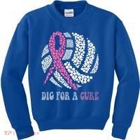 Dig For A Cure Breast Cancer Awareness Volleyball Pink Out Kids Sweatshirt thumb 0