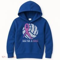 Dig For A Cure Breast Cancer Awareness Volleyball Pink Out Kids Hoodie thumb 0