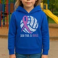 Dig For A Cure Breast Cancer Awareness Volleyball Pink Out Kids Hoodie thumb 3