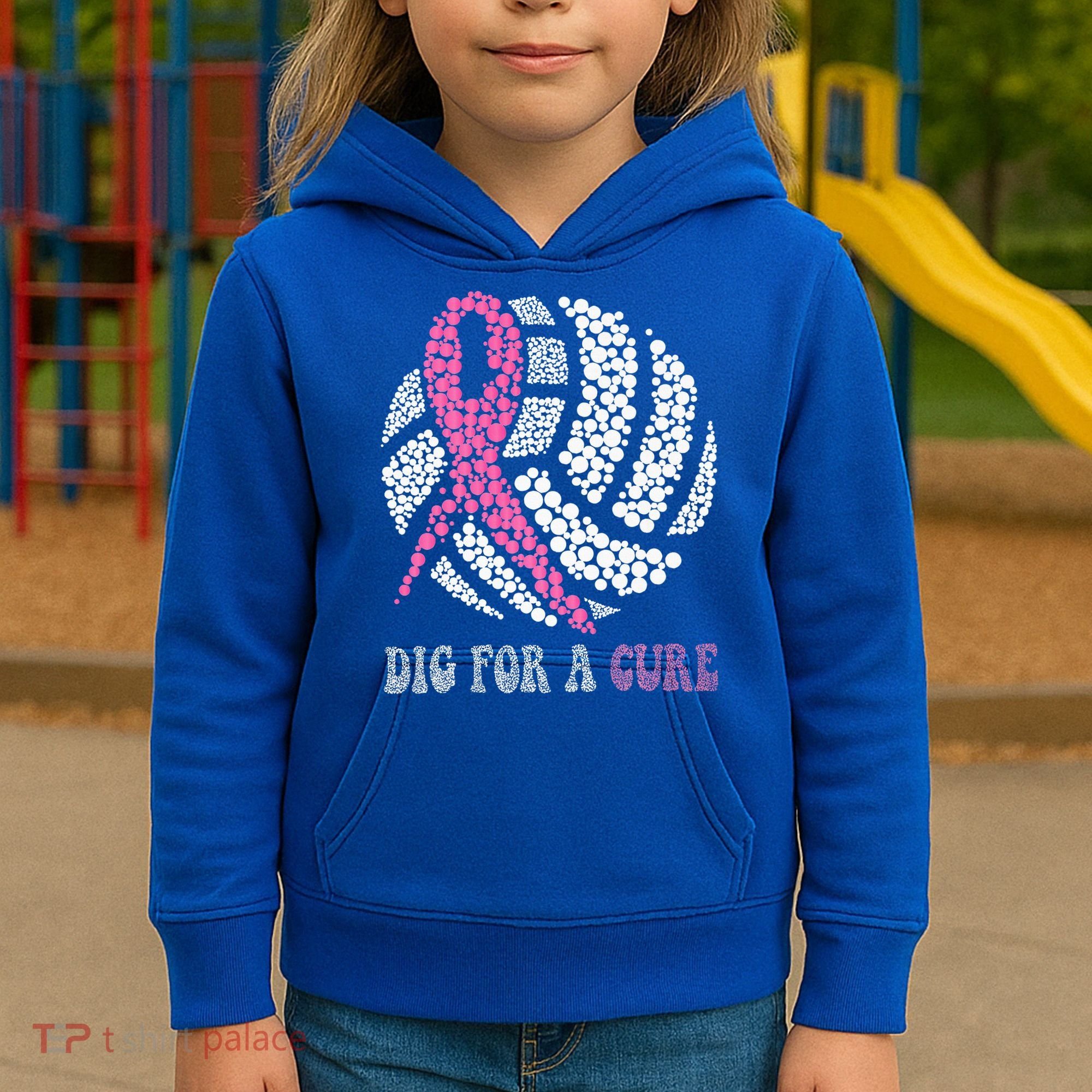 Dig For A Cure Breast Cancer Awareness Volleyball Pink Out Kids Hoodie