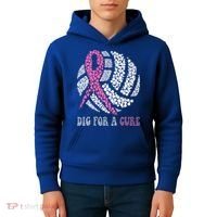 Dig For A Cure Breast Cancer Awareness Volleyball Pink Out Kids Hoodie thumb 4