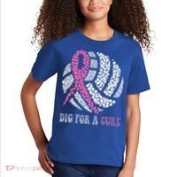 Dig For A Cure Breast Cancer Awareness Volleyball Pink Out Kids T-Shirt thumb 2