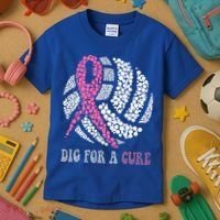 Dig For A Cure Breast Cancer Awareness Volleyball Pink Out Kids T-Shirt thumb 3