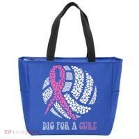Dig For A Cure Breast Cancer Awareness Volleyball Pink Out Tote Bag thumb 0