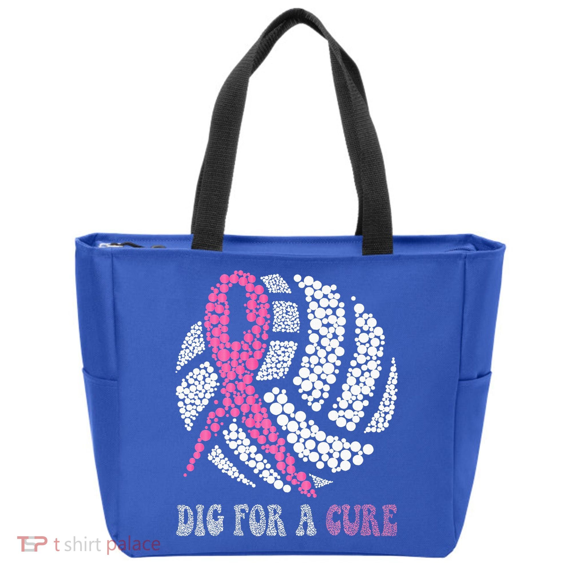 Dig For A Cure Breast Cancer Awareness Volleyball Pink Out Tote Bag