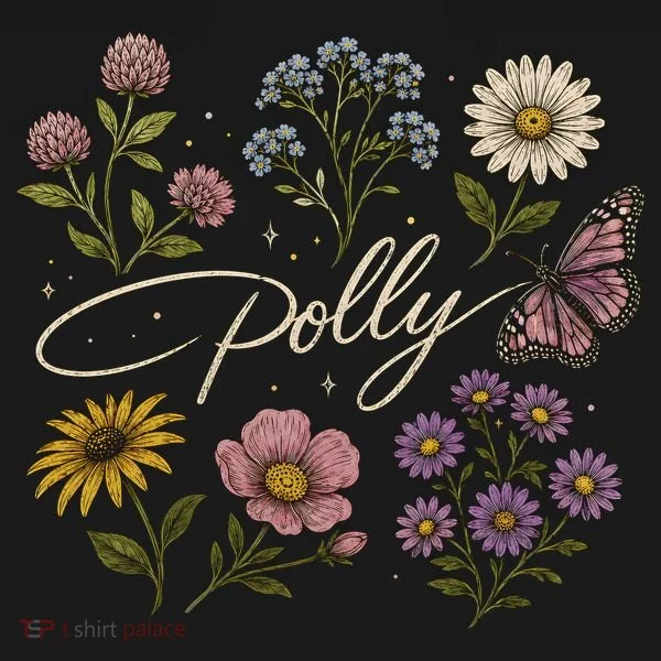 Dolly Floral Butterfly Flowers Button