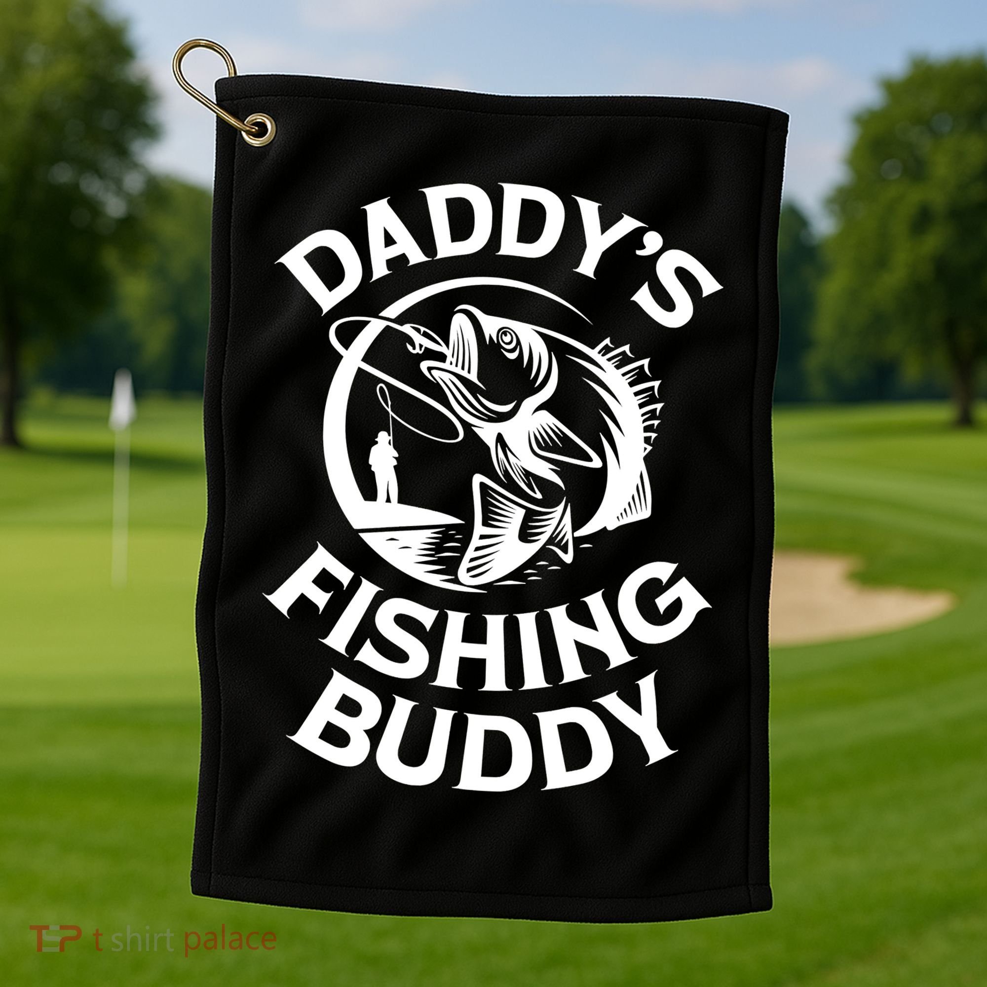 Daddy's Fishing Buddy Young Fisherman Golf Towel